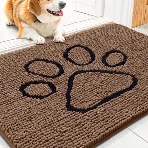 image:imageSmiry Dog Door Mat for Muddy Paws Absorbent Dirt Trapper Non Slip Quick Dry Washable Chenille Mat for Mud Dogs Entry Rug for Indoor and Outdoor 30x20 Inches Dark Grey and WhiteCoffee and Black