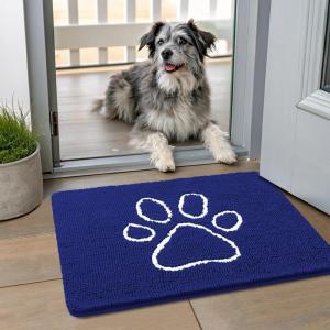 image:imageSmiry Dog Door Mat for Muddy Paws Absorbent Dirt Trapper Non Slip Quick Dry Washable Chenille Mat for Mud Dogs Entry Rug for Indoor and Outdoor 30x20 Inches Dark Grey and WhiteNavy Blue and White