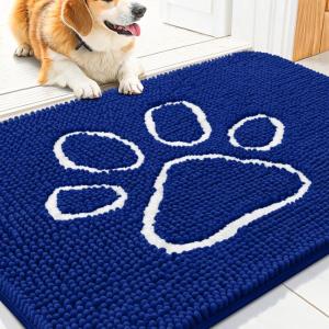 image:imageSmiry Dog Door Mat for Muddy Paws Absorbent Dirt Trapper Non Slip Quick Dry Washable Chenille Mat for Mud Dogs Entry Rug for Indoor and Outdoor 30x20 Inches Dark Grey and WhiteRoyal Blue and White