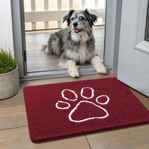image:imageSmiry Dog Door Mat for Muddy Paws Absorbent Dirt Trapper Non Slip Quick Dry Washable Chenille Mat for Mud Dogs Entry Rug for Indoor and Outdoor 30x20 Inches Dark Grey and WhiteBurgundy and White