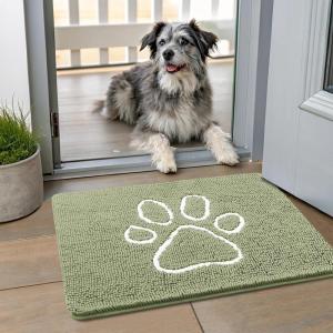 image:imageSmiry Dog Door Mat for Muddy Paws Absorbent Dirt Trapper Non Slip Quick Dry Washable Chenille Mat for Mud Dogs Entry Rug for Indoor and Outdoor 30x20 Inches Dark Grey and WhiteSage Green and White