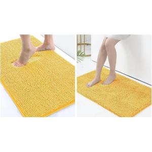 image:imageSmiry Luxury Chenille Bath Rug Set 2 Piece Extra Soft and Absorbent Shaggy Bathroom Mat Rugs Machine Washable NonSlip Plush Carpet Runner for Tub Shower and Bath Room24x1636x24Yellow