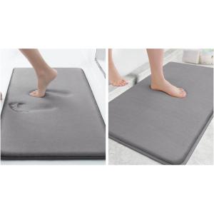 image:imageSmiry Memory Foam Bath Mat Set 24x16 30 x 20 Super Soft Absorbent Bathroom Rugs Non Slip Bath Rug Runner for Bathroom Floors Grey