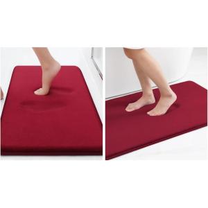 image:imageSmiry Memory Foam Bath Mat Set 24x16 36x24 Super Soft Absorbent Bathroom Rugs Non Slip Bath Rug Runner for Bathroom Floors Burgundy