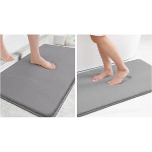 image:imageSmiry Memory Foam Bath Mat Set 30x20 36x24 Super Soft Absorbent Bathroom Rugs Non Slip Bath Rug Runner for Bathroom Floors Grey