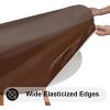 image:imageSmiry Round Table Cloth Cover Elastic Fitted Flannel Backed Vinyl Tablecloths for 5768 Round Tables Waterproof Wipeable Table Covers for Indoor Outdoor Picnic and Camping CoffeeCoffee
