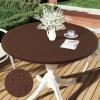 image:imageSmiry Round Table Cloth Cover Elastic Fitted Flannel Backed Vinyl Tablecloths for 5768 Round Tables Waterproof Wipeable Table Covers for Indoor Outdoor Picnic and Camping CoffeeCoffee