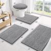 image:imageSmiry Bathroom Rugs and Mats Set of 4 Non Slip Absorbent Shaggy Bath Rug for Tub Shower and Bath Room 30 x 2030x2024x1624x20 Grey