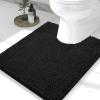 image:imageSmiry Bathroom Rugs and Toilet Lid CoverMachine Wash Dry Non Slip Absorbent Shaggy Bath Rug for Bath Room Shower and Tub UShaped 24 x 20175 x 15 Black