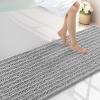 image:imageSmiry Bathroom Toilet Rugs U Shaped 24x20 Extra Soft Absorbent Non Slip Rubber Backing Chenille Contour Bath Rugs for Toilet Machine Washable Contoured Bath Mats Navy BlueLight Grey