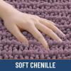 image:imageSmiry Bathroom Toilet Rugs U Shaped 24x20 Extra Soft Absorbent Non Slip Rubber Backing Chenille Contour Bath Rugs for Toilet Machine Washable Contoured Bath Mats Navy BlueDeep Plum