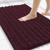 image:imageSmiry Bathroom Toilet Rugs U Shaped 24x20 Extra Soft Absorbent Non Slip Rubber Backing Chenille Contour Bath Rugs for Toilet Machine Washable Contoured Bath Mats Navy BlueBlack Cherry