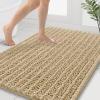 image:imageSmiry Bathroom Toilet Rugs U Shaped 24x20 Extra Soft Absorbent Non Slip Rubber Backing Chenille Contour Bath Rugs for Toilet Machine Washable Contoured Bath Mats Navy BlueBeige