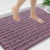 image:imageSmiry Bathroom Toilet Rugs U Shaped 24x20 Extra Soft Absorbent Non Slip Rubber Backing Chenille Contour Bath Rugs for Toilet Machine Washable Contoured Bath Mats Navy BlueDeep Plum