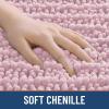 image:imageSmiry Bathroom Toilet Rugs U Shaped 24x20 Extra Soft Absorbent Non Slip Rubber Backing Chenille Contour Bath Rugs for Toilet Machine Washable Contoured Bath Mats Navy BlueDusty Rose