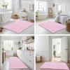 image:imageSmiry Bathroom Toilet Rugs U Shaped 24x20 Extra Soft Absorbent Non Slip Rubber Backing Chenille Contour Bath Rugs for Toilet Machine Washable Contoured Bath Mats Navy BluePink