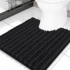 image:imageSmiry Bathroom Toilet Rugs U Shaped 24x20 Extra Soft Absorbent Non Slip Rubber Backing Chenille Contour Bath Rugs for Toilet Machine Washable Contoured Bath Mats Navy BlueBlack