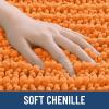 image:imageSmiry Bathroom Toilet Rugs U Shaped 24x20 Extra Soft Absorbent Non Slip Rubber Backing Chenille Contour Bath Rugs for Toilet Machine Washable Contoured Bath Mats Navy BlueOrange