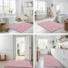image:imageSmiry Bathroom Toilet Rugs U Shaped 24x20 Extra Soft Absorbent Non Slip Rubber Backing Chenille Contour Bath Rugs for Toilet Machine Washable Contoured Bath Mats Navy BlueDusty Rose
