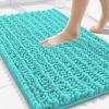 image:imageSmiry Bathroom Toilet Rugs U Shaped 24x20 Extra Soft Absorbent Non Slip Rubber Backing Chenille Contour Bath Rugs for Toilet Machine Washable Contoured Bath Mats Navy BlueTurquoise