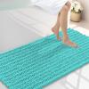 image:imageSmiry Bathroom Toilet Rugs U Shaped 24x20 Extra Soft Absorbent Non Slip Rubber Backing Chenille Contour Bath Rugs for Toilet Machine Washable Contoured Bath Mats Navy BlueTurquoise