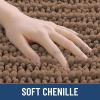 image:imageSmiry Bathroom Toilet Rugs U Shaped 24x20 Extra Soft Absorbent Non Slip Rubber Backing Chenille Contour Bath Rugs for Toilet Machine Washable Contoured Bath Mats Navy BlueMocha
