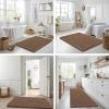 image:imageSmiry Bathroom Toilet Rugs U Shaped 24x20 Extra Soft Absorbent Non Slip Rubber Backing Chenille Contour Bath Rugs for Toilet Machine Washable Contoured Bath Mats Navy BlueMocha