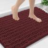image:imageSmiry Bathroom Toilet Rugs U Shaped 24x20 Extra Soft Absorbent Non Slip Rubber Backing Chenille Contour Bath Rugs for Toilet Machine Washable Contoured Bath Mats Navy BlueCaramel Red