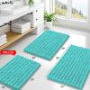 image:imageSmiry Bathroom Toilet Rugs U Shaped 24x20 Extra Soft Absorbent Non Slip Rubber Backing Chenille Contour Bath Rugs for Toilet Machine Washable Contoured Bath Mats Navy BlueTurquoise