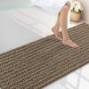 image:imageSmiry Bathroom Toilet Rugs U Shaped 24x20 Extra Soft Absorbent Non Slip Rubber Backing Chenille Contour Bath Rugs for Toilet Machine Washable Contoured Bath Mats Navy BlueCamel
