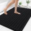 image:imageSmiry Bathroom Toilet Rugs U Shaped 24x20 Extra Soft Absorbent Non Slip Rubber Backing Chenille Contour Bath Rugs for Toilet Machine Washable Contoured Bath Mats Navy BlueBlack
