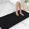 image:imageSmiry Bathroom Toilet Rugs U Shaped 24x20 Extra Soft Absorbent Non Slip Rubber Backing Chenille Contour Bath Rugs for Toilet Machine Washable Contoured Bath Mats Navy BlueBlack