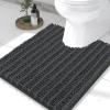 image:imageSmiry Bathroom Toilet Rugs U Shaped 24x20 Extra Soft Absorbent Non Slip Rubber Backing Chenille Contour Bath Rugs for Toilet Machine Washable Contoured Bath Mats Navy BlueDark Grey