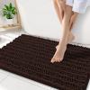 image:imageSmiry Bathroom Toilet Rugs U Shaped 24x20 Extra Soft Absorbent Non Slip Rubber Backing Chenille Contour Bath Rugs for Toilet Machine Washable Contoured Bath Mats Navy BlueBrown
