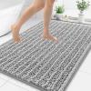 image:imageSmiry Bathroom Toilet Rugs U Shaped 24x20 Extra Soft Absorbent Non Slip Rubber Backing Chenille Contour Bath Rugs for Toilet Machine Washable Contoured Bath Mats Navy BlueLight Grey