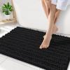image:imageSmiry Bathroom Toilet Rugs U Shaped 24x20 Extra Soft Absorbent Non Slip Rubber Backing Chenille Contour Bath Rugs for Toilet Machine Washable Contoured Bath Mats Navy BlueBlack
