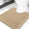 image:imageSmiry Bathroom Toilet Rugs U Shaped 24x20 Extra Soft Absorbent Non Slip Rubber Backing Chenille Contour Bath Rugs for Toilet Machine Washable Contoured Bath Mats Navy BlueBeige