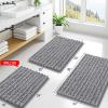image:imageSmiry Bathroom Toilet Rugs U Shaped 24x20 Extra Soft Absorbent Non Slip Rubber Backing Chenille Contour Bath Rugs for Toilet Machine Washable Contoured Bath Mats Navy BlueGrey