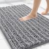 image:imageSmiry Bathroom Toilet Rugs U Shaped 24x20 Extra Soft Absorbent Non Slip Rubber Backing Chenille Contour Bath Rugs for Toilet Machine Washable Contoured Bath Mats Navy BlueGrey