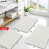 image:imageSmiry Bathroom Toilet Rugs U Shaped 24x20 Extra Soft Absorbent Non Slip Rubber Backing Chenille Contour Bath Rugs for Toilet Machine Washable Contoured Bath Mats Navy BlueIvory