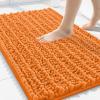 image:imageSmiry Bathroom Toilet Rugs U Shaped 24x20 Extra Soft Absorbent Non Slip Rubber Backing Chenille Contour Bath Rugs for Toilet Machine Washable Contoured Bath Mats Navy BlueOrange