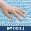 image:imageSmiry Bathroom Toilet Rugs U Shaped 24x20 Extra Soft Absorbent Non Slip Rubber Backing Chenille Contour Bath Rugs for Toilet Machine Washable Contoured Bath Mats Navy BlueSky Blue