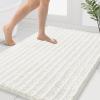 image:imageSmiry Bathroom Toilet Rugs U Shaped 24x20 Extra Soft Absorbent Non Slip Rubber Backing Chenille Contour Bath Rugs for Toilet Machine Washable Contoured Bath Mats Navy BlueIvory