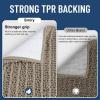 image:imageSmiry Bathroom Toilet Rugs U Shaped 24x20 Extra Soft Absorbent Non Slip Rubber Backing Chenille Contour Bath Rugs for Toilet Machine Washable Contoured Bath Mats Navy BlueLatte