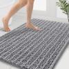 image:imageSmiry Bathroom Toilet Rugs U Shaped 24x20 Extra Soft Absorbent Non Slip Rubber Backing Chenille Contour Bath Rugs for Toilet Machine Washable Contoured Bath Mats Navy BlueGrey
