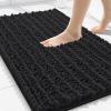 image:imageSmiry Bathroom Toilet Rugs U Shaped 24x20 Extra Soft Absorbent Non Slip Rubber Backing Chenille Contour Bath Rugs for Toilet Machine Washable Contoured Bath Mats Navy BlueBlack