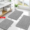 image:imageSmiry Bathroom Toilet Rugs U Shaped 24x20 Extra Soft Absorbent Non Slip Rubber Backing Chenille Contour Bath Rugs for Toilet Machine Washable Contoured Bath Mats Navy BlueLight Grey