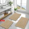 image:imageSmiry Bathroom Toilet Rugs U Shaped 24x20 Extra Soft Absorbent Non Slip Rubber Backing Chenille Contour Bath Rugs for Toilet Machine Washable Contoured Bath Mats Navy BlueBeige