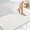 image:imageSmiry Bathroom Toilet Rugs U Shaped 24x20 Extra Soft Absorbent Non Slip Rubber Backing Chenille Contour Bath Rugs for Toilet Machine Washable Contoured Bath Mats Navy BlueIvory
