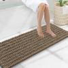 image:imageSmiry Bathroom Toilet Rugs U Shaped 24x20 Extra Soft Absorbent Non Slip Rubber Backing Chenille Contour Bath Rugs for Toilet Machine Washable Contoured Bath Mats Navy BlueCamel